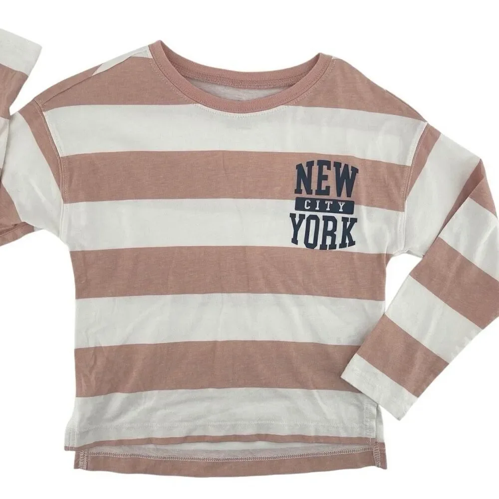 Carter’s Girl’s New York City Pink White Striped Long Sleeve Top Size 5